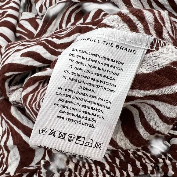 FAITHFULL THE BRAND Anthropologie Vacanza Linen Zebra Halterneck Jumpsuit SZ 4 - Picture 7 of 11